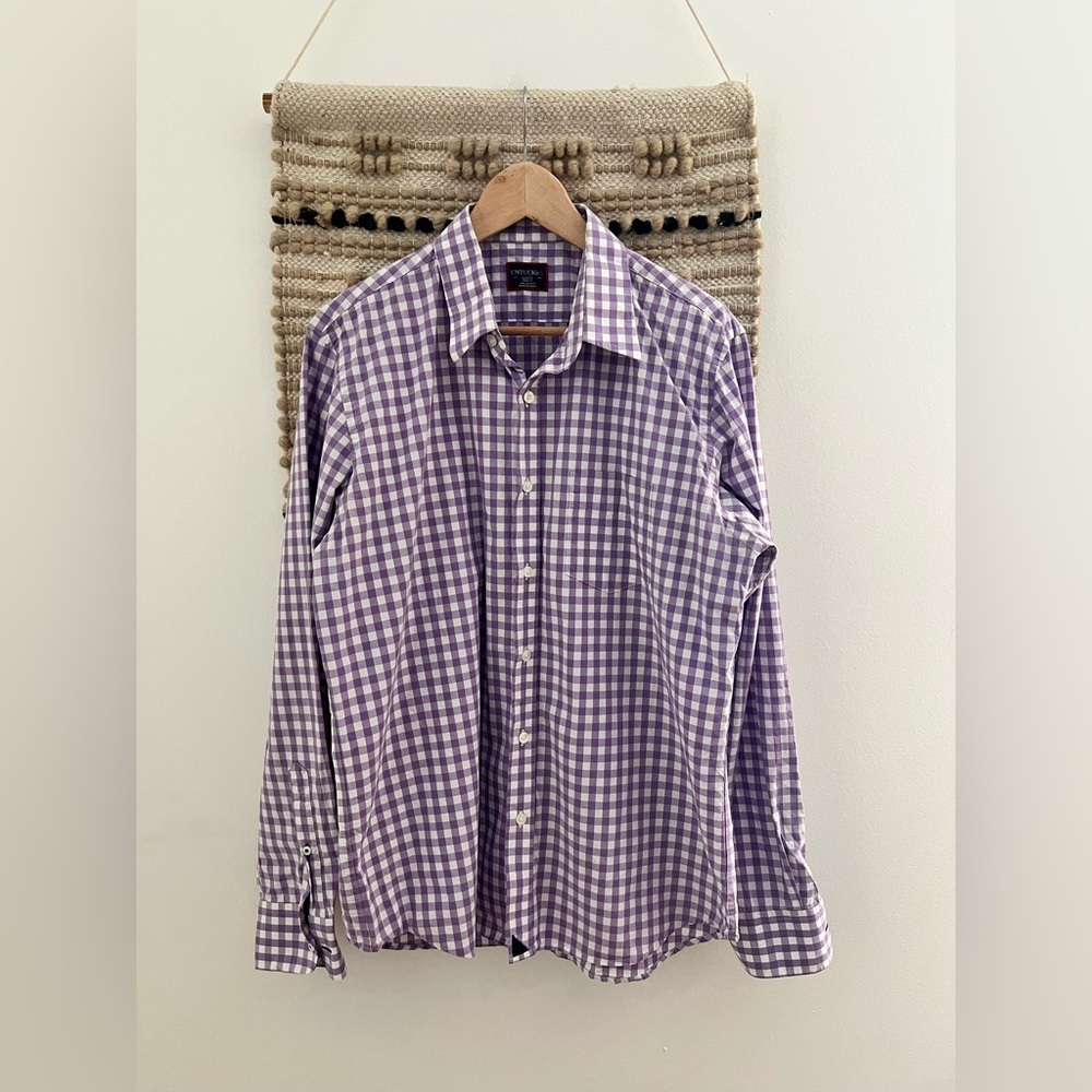 UNTUCKit Men's Purple Gingham Shirt